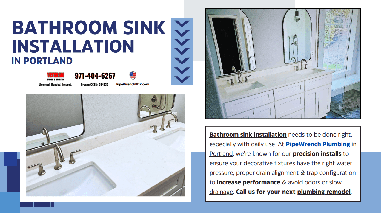 Bathroom Remodeling and Sink Installation in Portland by Pipe Wrench