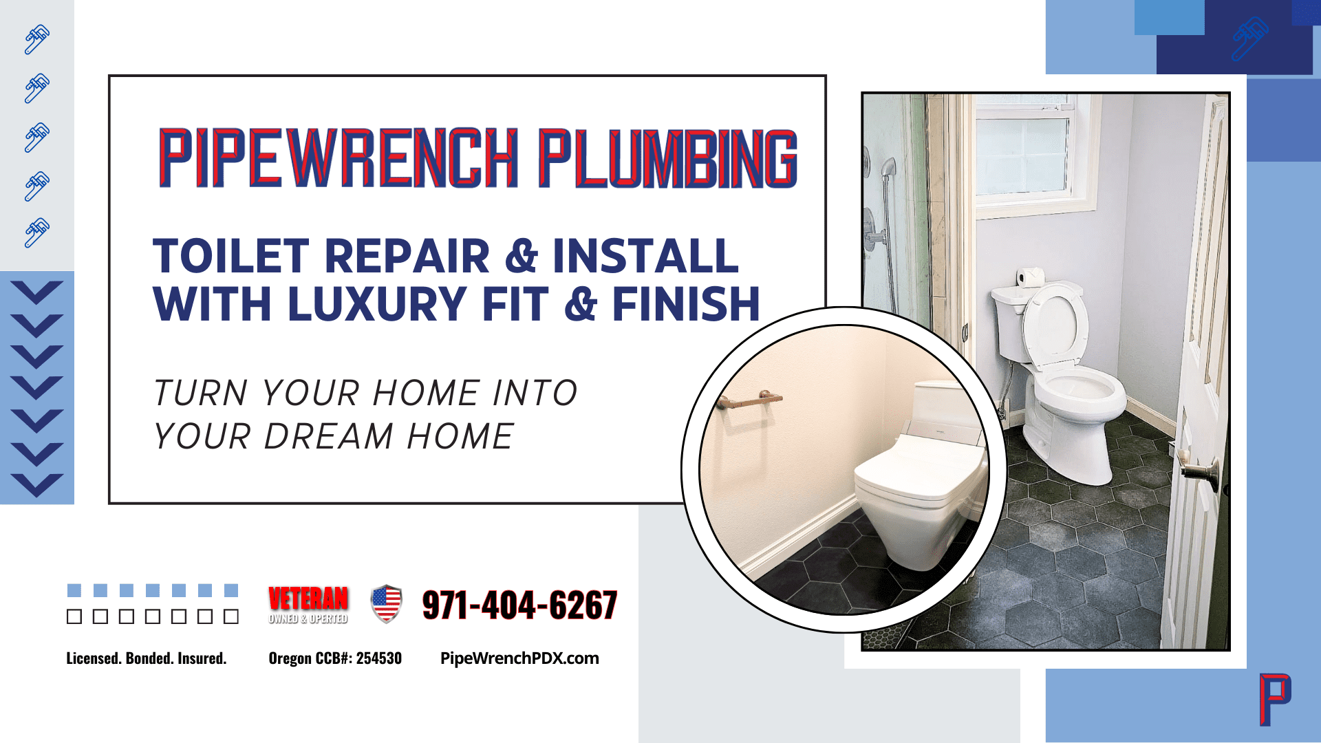 New Toilet Plumbers in Portland Oregon - PipeWrench Plumbing